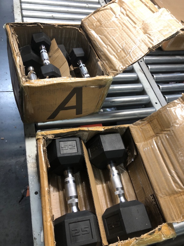 Photo 1 of (Incomplete)(missing pieces) CAP Barbell 100 LB Coated Hex Dumbbell Weight Set, Black 2 boxes