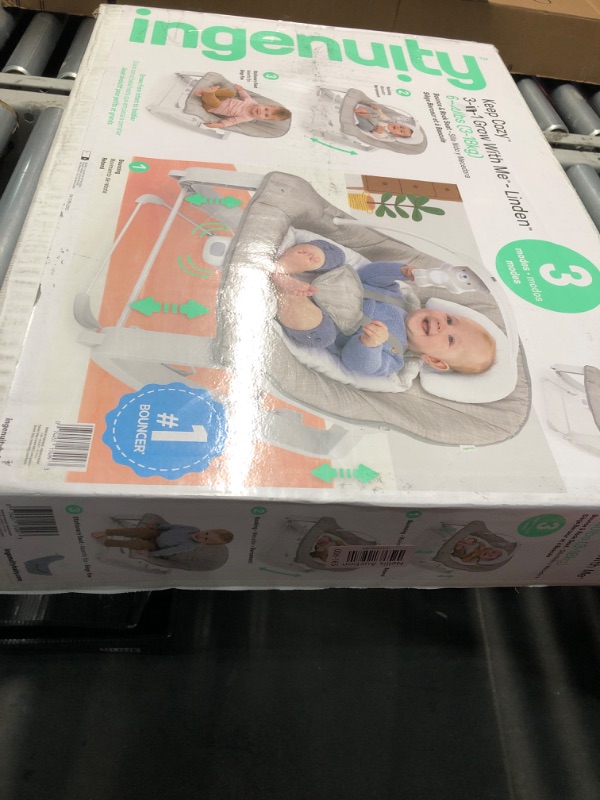 Photo 1 of (used/fair) Ingenuity Keep Cozy 3-in-1 Grow with Me Vibrating Baby Bouncer Seat & Infant to Toddler Rocker, Vibrations & Toy Bar, 0-30 Months Up to 40 lbs (Linden)