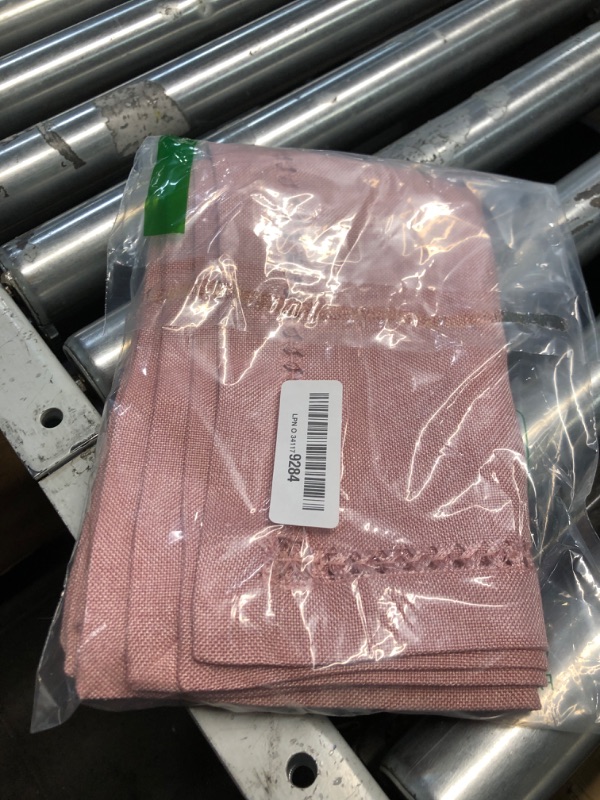 Photo 1 of Grelucgo Handcrafted Solid Color Dining Table Placemats, Double-Hemstitched (Pink, 12 x 18 Placemats (Set of 4))