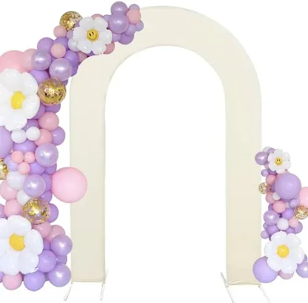 Photo 1 of **Pic for reference it's white** Babenest 7.2Ft Spandex Open Arch Backdrop, Fitted Double-Sided U-Shaped Wedding Arch, Round Top Chiara Stand Cover for Ceremony, Baby Shower, Birthday Party Decoration
