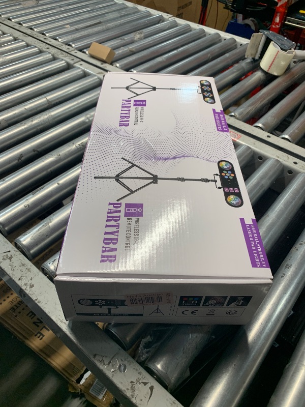 Photo 1 of (PARTS) (MISSING REMOTES) Telbum DJ Lights with Stand, 5 in 1 Party Bar Light Set with Rotating Ball, Strobe, UV, Colorful LED Par Light and Pattern, Sound Activated DJ Lighting System for Disco Stage Gig Band Wedding