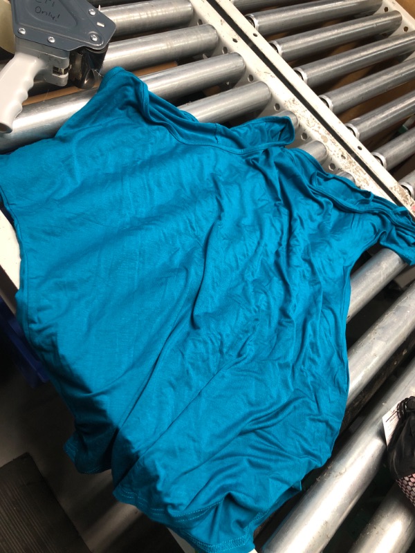 Photo 1 of ***STOCK PHOTO REFERENCE ONLY***REFER TO PICTURE**
Womens Short Sleeve Tops Casual Cold Shoulder Shirts Basic T-Shirts, Teal Blue, Medium