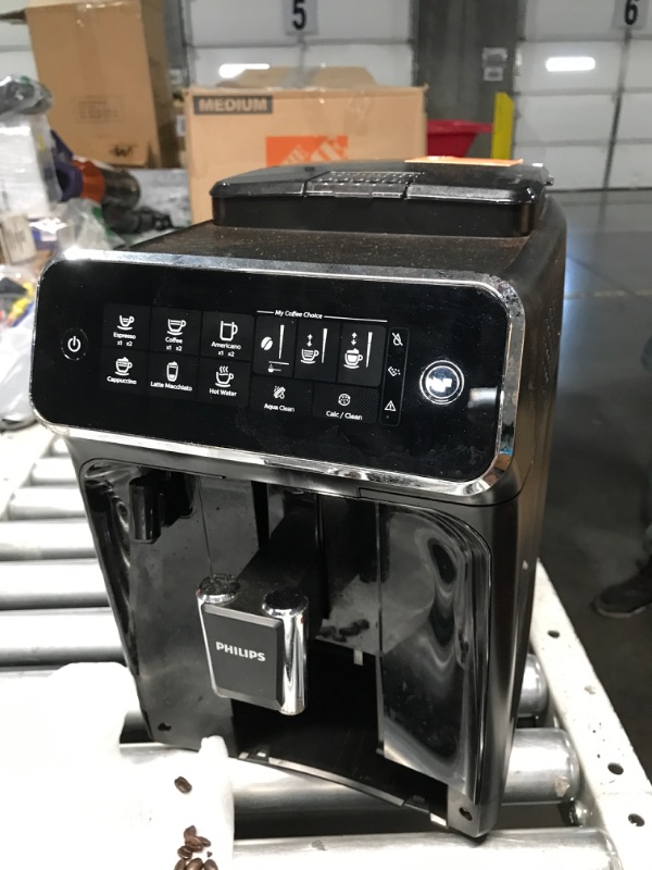 Photo 1 of (used see photos) Philips 4400 Series Fully Automatic Espresso Machine – 12 Hot & Iced Coffees, Quick-to-Clean LatteGo Milk System, SilentBrew, QuickStart, Ceramic Grinder, Black Chrome (EP4444/90)