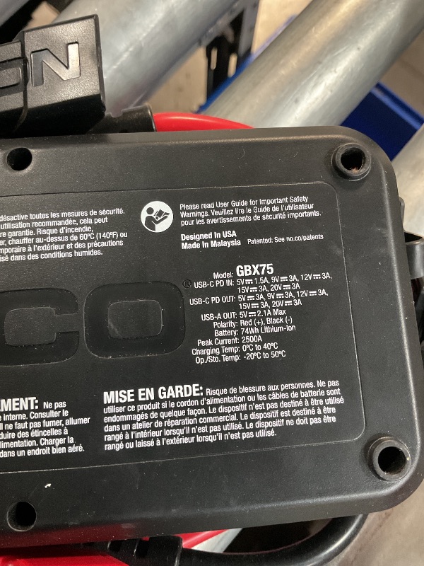 Photo 1 of **SEE NOTES** NOCO Boost X GBX75 2500A 12V UltraSafe Portable Lithium Jump Starter, Car Battery Booster Pack, USB-C Powerbank Charger