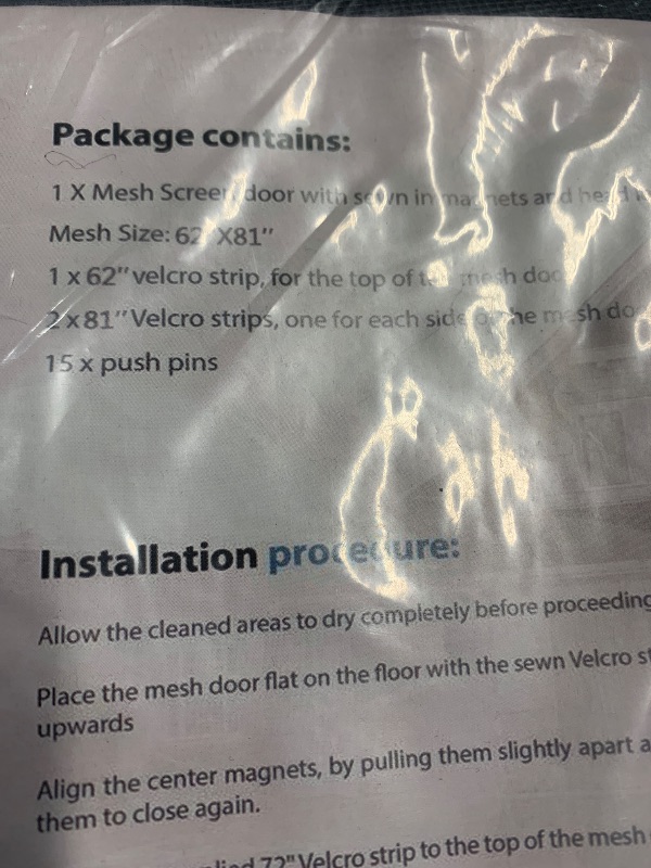 Photo 1 of (please see all images) Magnetic Closure Screen Door for 62"x81" French Door Sliding Door Pet and Dog Friendly, Durable Fiberglass Mesh Double Door Screen Mesh 