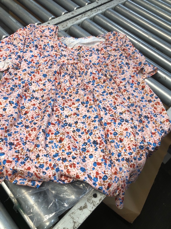 Photo 1 of  Women's Summer Casual Loose Short Sleeve Long T Shirt Floral Print XX-Large