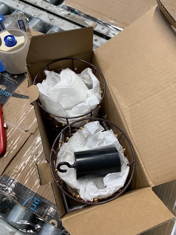 Photo 1 of (MISSING BATTERY) (UNTESTED) Battery Operated Hanging Outdoor Chandelier, Battery Power Pendant Light, Gazebo Lights Outdoor Waterproof, 4 AA Batteries, for Gazebo, Pergola, Porch, Patio, Indoor Outdoor Decor Lighting (2)