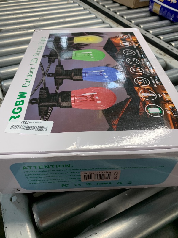 Photo 1 of ***(HEAVILY USED/ PARTS ONLY)***Outdoor String Lights 100FT, Outdoor Lights for Patio with 40 Dimmable RGBW LED Bulbs, IP66 Waterproof Shatterproof, with APP Control & Remote, 24V Adapter Color Change,for Backyard Decor