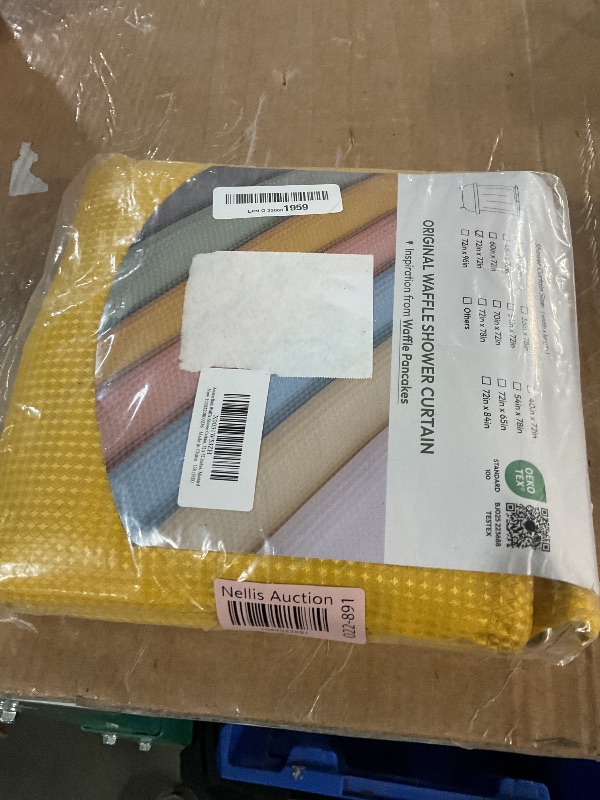 Photo 1 of ***(MISSING HOOKS)***
AmazerBath Waffle Shower Curtain, Mustard Yellow Fabric Shower Curtain with Waffle Weave Heavy Duty Hotel Quality, 72 x 72 Inches