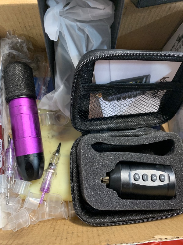 Photo 1 of ***(HEAVILY USED/ MISSING PARTS)***
Wormhole Tattoo Gun Kit Wireless Tattoo Machine Kit Complete Tattoo Kit Tattoo Pen Kit Rechargeable Cordless Tattoo Power Supply Portable 1,800mAh with LED Digital Display for Tattoo Artist WTK286