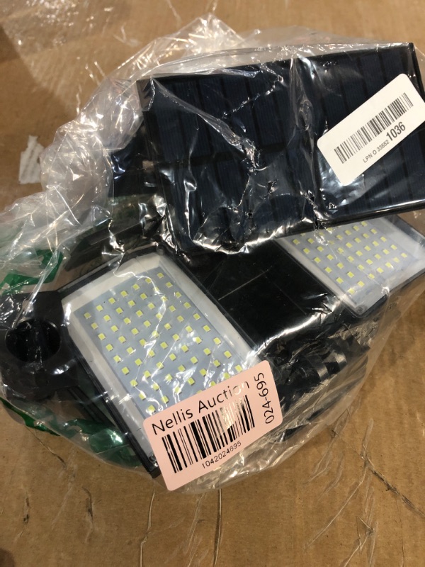 Photo 1 of (POWER TESTED) (BAGGED) YOYONACY Solar Lights Outdoor, 2500 Lumen 3 Heads Solar Motion Sensor Lights, Waterproof Solar Powered Security Flood Lamp,Super Bright Illumination Large Area