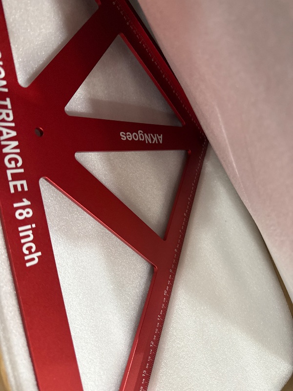 Photo 1 of AKNgoes Precision Triangle Square 18inch, Metric & Imperial Scale Framing Square for Precise 90 and 45-Degree Measurement, Aluminum Alloy Architect Ruler for Carpenter