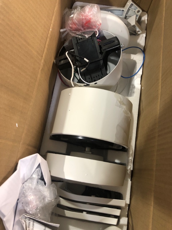 Photo 1 of (used)(incomplete) Vagizm Ceiling Fan with Light Remote: 52 inch Modern Bedroom Fans with Dimmable Tri-Color Temperatures LED - Quiet Reversible DC Motor - Indoor Home Use (Matte White-5, 52 Inch)