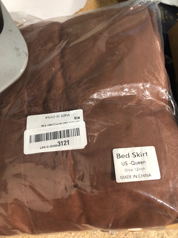 Photo 1 of Bed Skirt Queen Size Ruffled Bed Skirt with Split Corners, Queen Bed Skirt 12 Inch Drop, TSUTOMI Queen Size Bed Skirt Brown for Ruffled Bed Skirt with Split Corners, Bed Skirt Queen Size