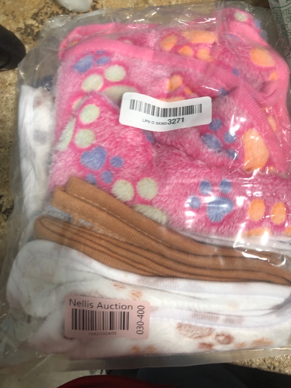 Photo 1 of 1 Pack 3 Blankets Super Soft Fluffy Premium Fleece Pet Blanket Flannel Throw for Dog Puppy Cat Paw Brown/Pink/White Small(23x16 inch)