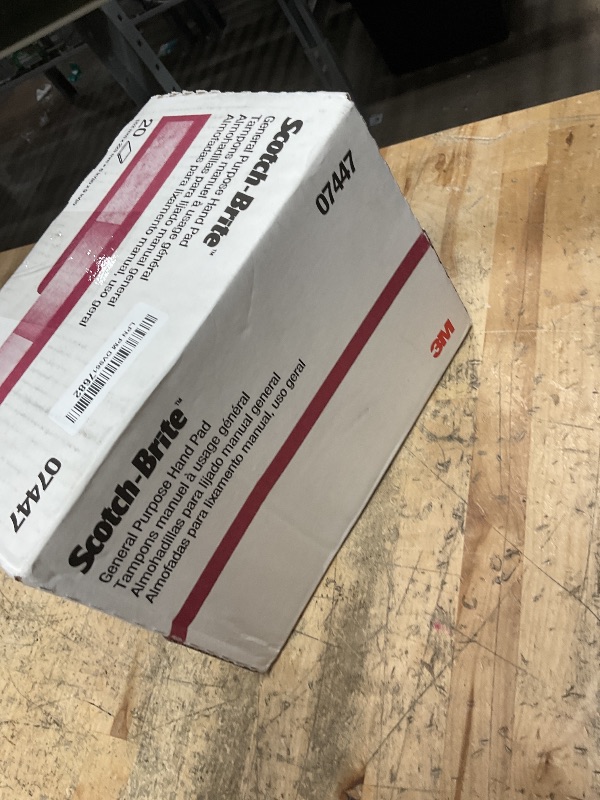 Photo 1 of 3M Scotch-Brite General Purpose 7447 Hand Pad, Very Fine Grade, 6 in x 9 in, Pack of 20, Aluminum Oxide, Surface Preparation, Scuffing, Blending, Cleaning, Maroon