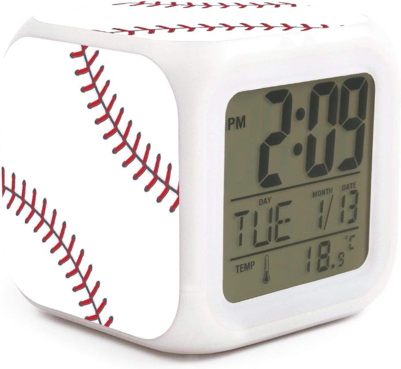 Photo 1 of XUWU Baseball Ball Alarm Clock for Kids Boy Girl 7 LED Color Changing Wake Up Clock Home Decor Bedroom Digital with Temperature Display