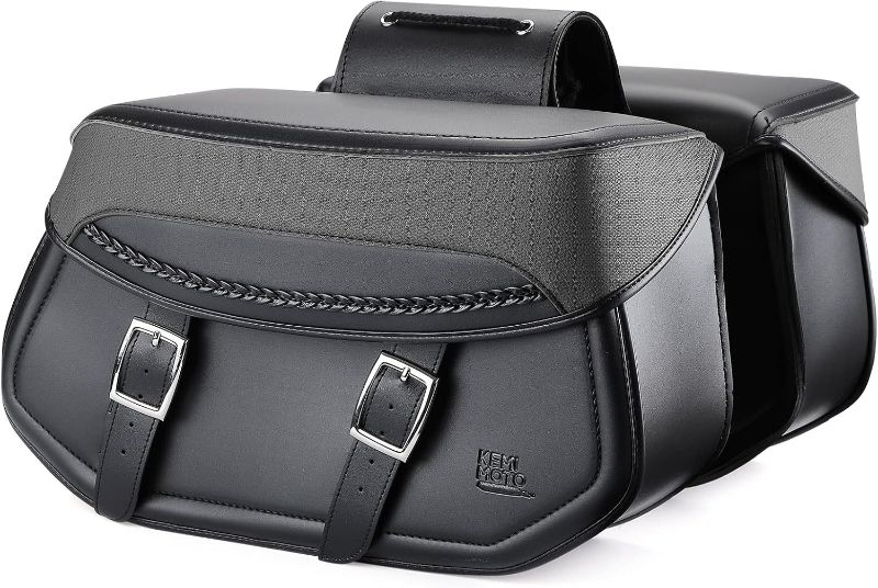 Photo 1 of ***stock photo reference only **KEMIMOTO Motorcycle Saddlebags,Upgraded Bottom Anti-scalding Motorcycle Luggage Bag 30L Large Capacity PU Leather Side Bags Compatible with Sportster Softail Dyna V-star Shadow