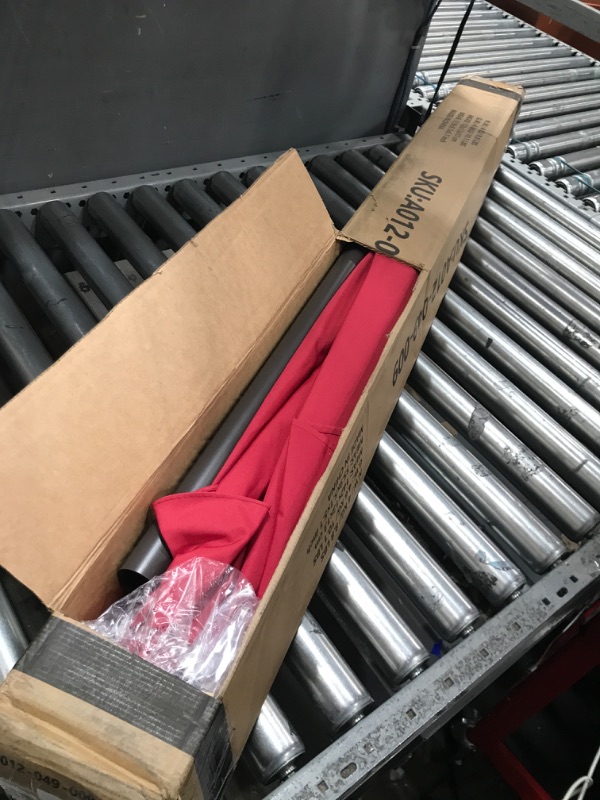 Photo 1 of (DAMAMGED SUPPORT ARM) JEAREY 9ft Half Umbrella Outdoor Patio Umbrella Market Umbrella with Crank, 1/2 Round Wall Umbrella 5 Sturdy Ribs UV Protection for Pool Garden Balcony Deck, Burgundy