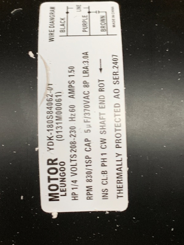 Photo 1 of 0131M00061SP 1/4HP Condenser Fan Motor Replaces Goodman Air conditioner Amana Janitrol 0131M00014PS, Zhongshan Broad-Ocean YDK-180S84062-01 Motor, 830RPM 208/230V 1.5A SSX160481BA, GSC130481AE Leungoo