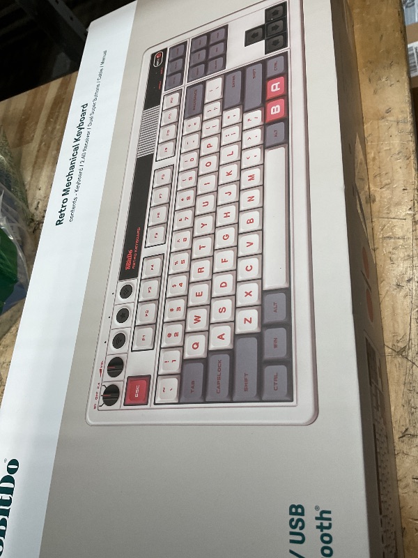 Photo 1 of 8Bitdo 87 Keys Retro Mechanical Keyboard Bluetooth/2.4G/USB-C, Hot Swappable, Dual Super Programmable Buttons, Volume knob for Windows and Android - N Edition