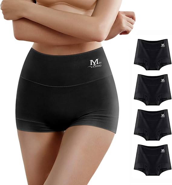 Photo 1 of (SMALL) (BAGGED) MEIYATING Boy Shorts Underwear for Women High Waisted Boxers Briefs Cotton Panties Boyshort Stretch 4 Pack