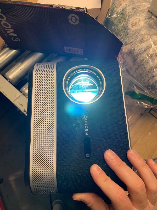 Photo 1 of (POWER TESTED) (UNABLE TO TEST FURTHER) 3-in-1 Projector 4K Supported, AURZEN BOOM 3 Smart Projector with WiFi and Bluetooth, 3D DoIby Audio & 36W Speakers, Auto Focus & Keystone, Netflix Official 500 ANSI Home Outdoor proyector, Black