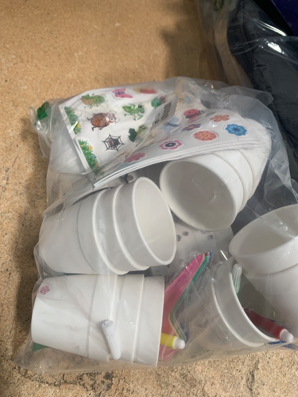 Photo 1 of 30 Set Garden Paper Pot Craft Kit?DIY Flower Plant Crafts with 216 Foam Stickers Watercolor Pens Plastic Plant Tags for Spring Summer Gardening Art Project Classroom Party Activities (Small)