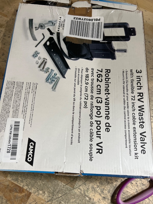 Photo 1 of (item used) Camco Camper/RV Waste Valve with Flexible 72-Inch Cable Extension Kit - 3-Inch Diameter Valve Opening - Easy Installation (39519)