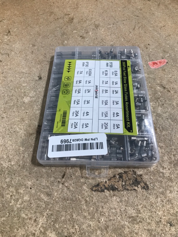 Photo 1 of Joinfworld 360Pcs Fast Blow Glass Fuse Assortment Kit 24 Values Automotive Fuses Kit 250V 0.5A 0.63A 1A 2A 3A 4A 5A 6.3A 7A 8A 10A 15A 20A 25A 5x20mm & 6x30mm Glass Fuses