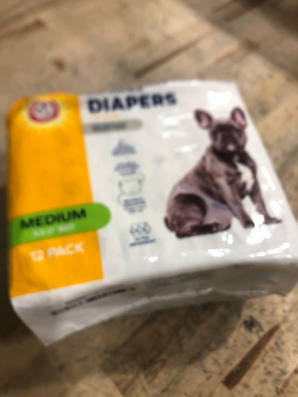 Photo 1 of Arm & Hammer for Pets Disposable Female Dog Diapers - Adjustable, Leak Proof, Ultra Absorbent with Wetness Indicator for Urination, Dogs in Heat, Potty Training, and Incontinence, Medium, 12 Count