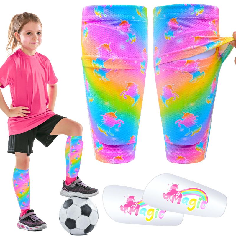 Photo 1 of Shin Guards Soccer Kids Girls Youth, Shin Pads Protection Toddler, Soccer Shin Guards Sleeves for 2-7 Years Old