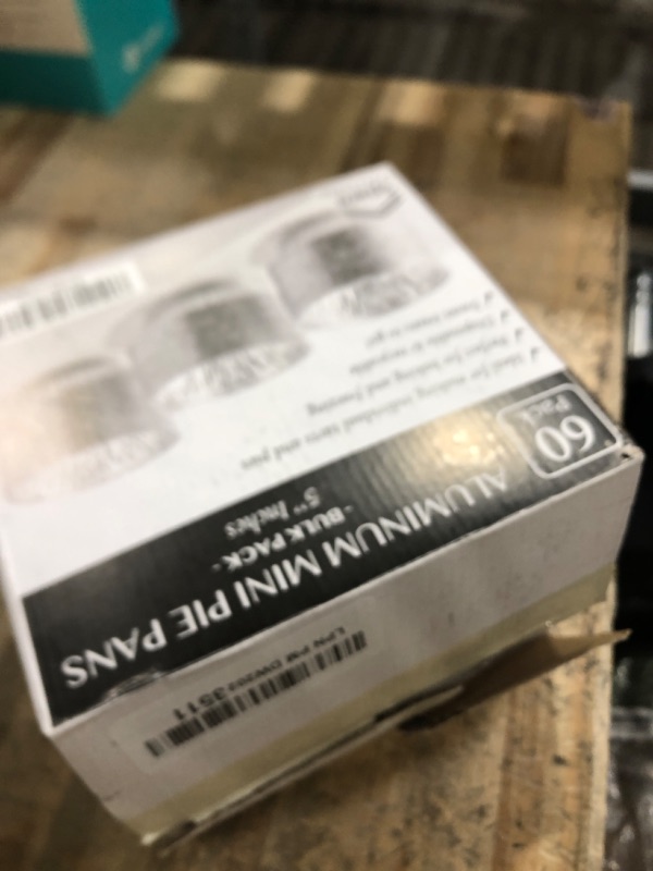 Photo 1 of (60 Pack) Pie Tins 5 inch, Disposable Mini Pies Tin, Tart Aluminum, Individual Serving Pans for Baking Mini Chicken Potpie, Small Homemade Cakes & Quiche, Foil Tins, Freezer-to-Oven Use