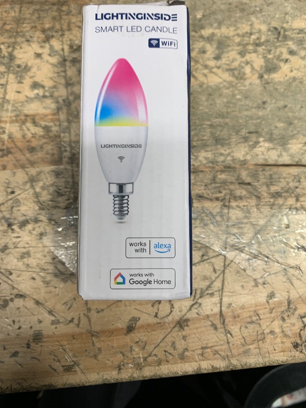 Photo 1 of Lightinginside Candelabra Smart Light Bulbs 60W Equivalent, 500LM 6W E12 LED Bulb Compatible with Alexa/Google Home, RGBCW Candle Bulb for Chandelier, No Hub Required, 2.4G WiFi Only, ETL Listed, 1PC