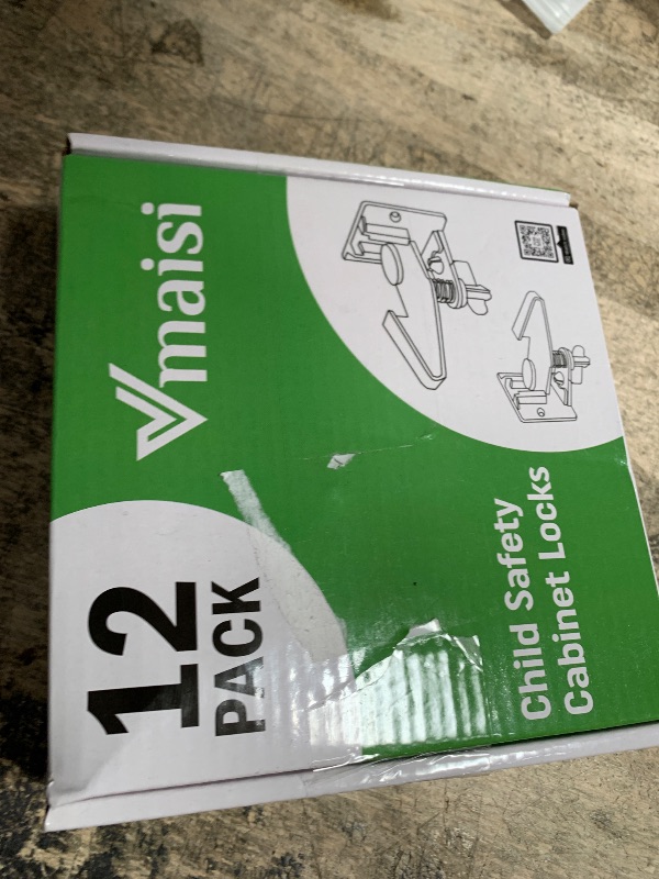 Photo 1 of 12 Pack Cabinet Locks Child Safety Latches - Vmaisi Baby Proofing Cabinets Drawer Lock with Adhesive Easy Installation - No Drilling or Extra Screws (White)