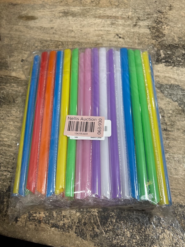 Photo 1 of [Individually Wrapped] ANGLED TIPS 100 Pcs Disposable Jumbo Smoothie Straws, Wide Multi Colors Milkshakes Plastic Drinking Straws, BPA FREE (9.45" Long and 0.43" Diameter)