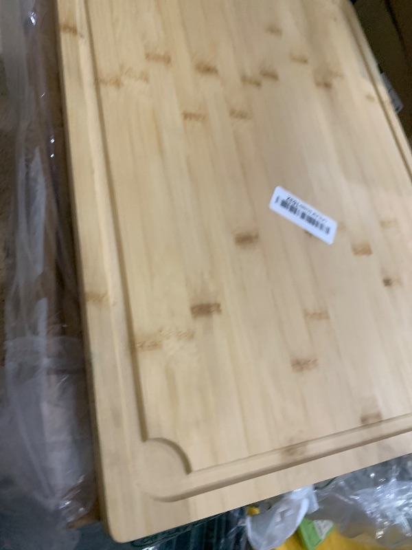 Photo 1 of 2XLarge Cutting Board, 20" Bamboo Cutting Boards for Kitchen with Juice Groove and Handles Kitchen Chopping Board for Meat Cheese board Heavy Duty Serving Tray, 2XL, Empune