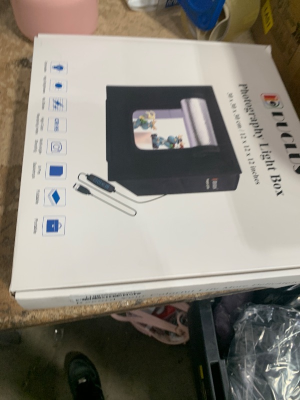 Photo 1 of DUCLUS Light Box Photography, 12"x12" Professional Photo Booth Box with 8 Photo Backdrop, 120 LED Lights Dimmable & high CRI>95 Lightbox for Mini Product Photography: Jewelry, Miniature Models etc.