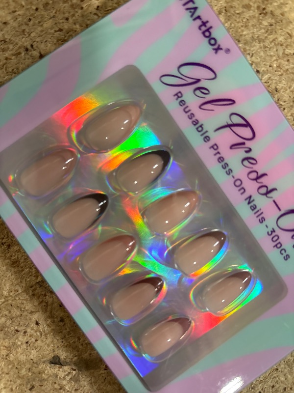 Photo 1 of Almond Press On Nails - BTArtbox French Tip Press On Nails, Supremely Fit & Natural Glue On Nails with Nail Glue, Reusable Stick On Nails in 16 Sizes - 30 Fall Soft Gel Fake Nails Kit, Morning Coffee
