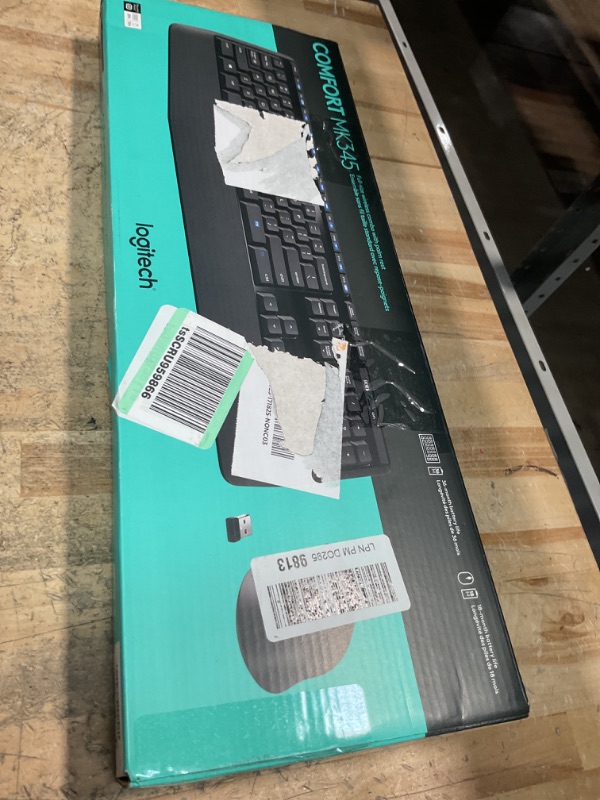 Photo 1 of Logitech MK345 Wireless Keyboard and Mouse Combo with Palm Rest, 2.4 GHz USB Receiver, Compatible with PC, Laptop, Black