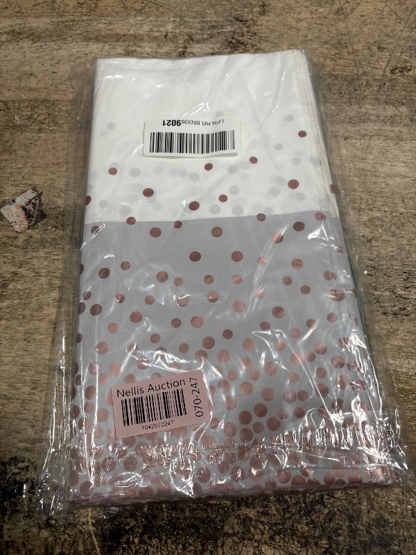 Photo 1 of 6Pcs White and Rose Gold Tablecloth Party Decorations,Plastic White Table Cloth Printed Rose Gold Table Runner Disposable Rectangle Table Cover for Birthday Anniversary Wedding Grad Party,54 x108 Inch