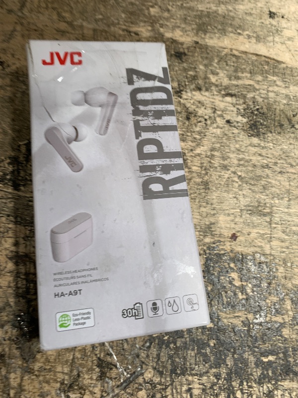 Photo 1 of *LEFT SIDE DOES NOT FUNCTION* JVC RIPTIDZ True Wireless Headphones with Touch Sensor Operation, Single Ear use, IPX5, Bluetooth 5.1, Long Battery Life (up to 30 Hours) - HAA9TW (White)