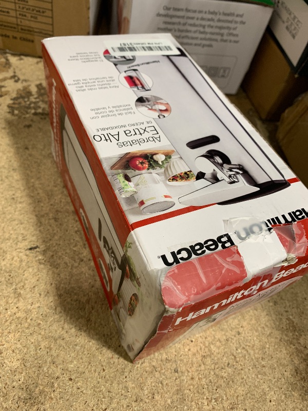 Photo 1 of **PREV USED**
Hamilton Beach Extra-Tall Electric Automatic Can Opener with Easy-Clean Detachable Cutting Lever, Cord Storage, Knife Sharpener, Brushed Stainless Steel (76700)