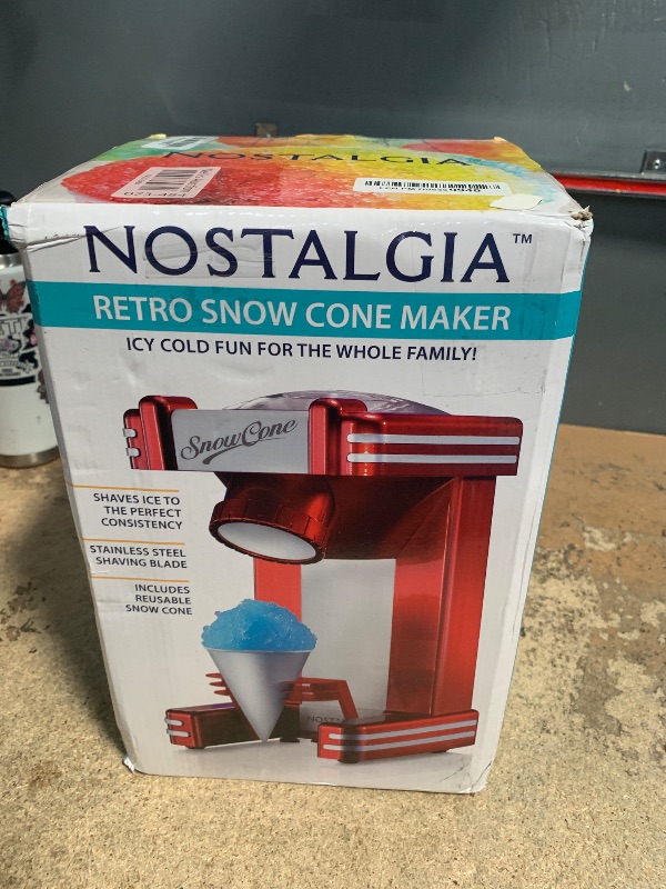 Photo 1 of *FOR PARTS ONLY* Nostalgia Snow Cone Shaved Ice Machine - Makes 20 Icy Treats - Includes 1 Reusable Plastic Cup - Retro Red
