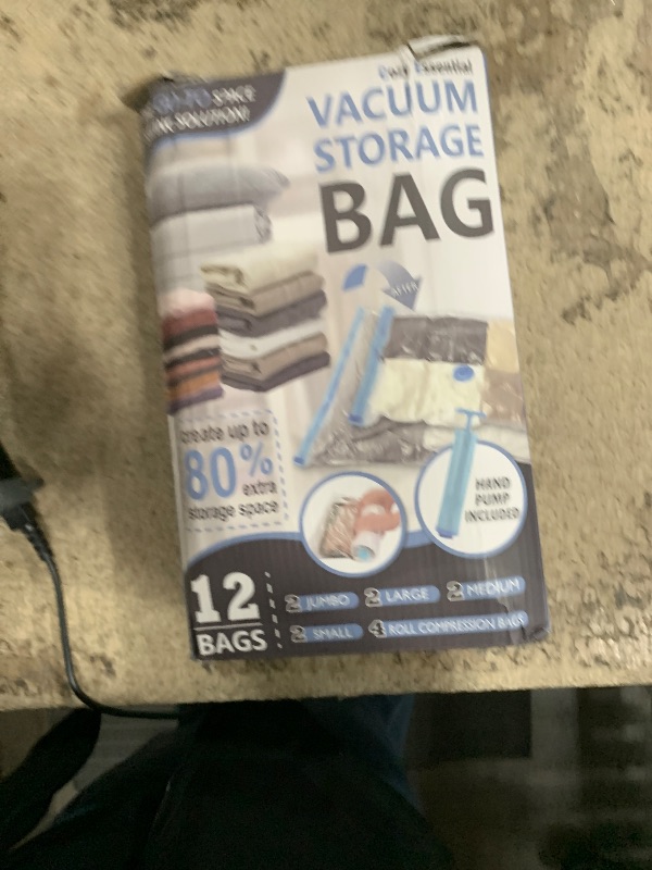 Photo 1 of 12 Pack Vacuum Storage Bags, Space Saver Vacuum Storage Bags, Vacuum Seal Bags for Clothing, Clothes, Comforters and Blankets, Hand Pump Included