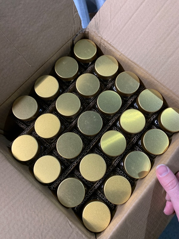 Photo 1 of (PARTIAL SET) (USED/FAIR) JARXSUN Glass Spice Jars with Label, 24Pcs Spice Jars with Shaker Lids-4 oz Gold Spice Seasoning Jars Bottles Containers Set for Spice Rack (24)