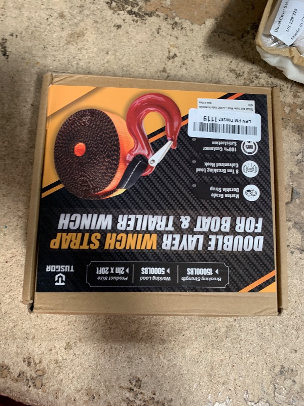 Photo 1 of [PREMIUM] Boat Trailer Winch Strap With Supper Steel Hook, 15000 LBS Break Strength, Two Layers Winch Strap, Winch Pulley Strap For Boat Trailer Replacement, Towing Vehicles & Boat Accessories 2"x20'