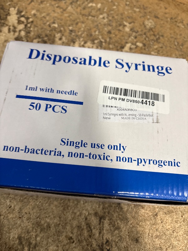 Photo 1 of 1ml Syringes with Needles 25G 5/8 inch, Lab Sample Injection Syringes for Industrial Scientific Labs, Liquids Measuring and Dispensing - 50 Pack/Box