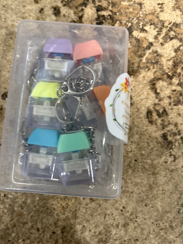 Photo 1 of 6 Pack Keyboard Fidget Toy, Keyboard Fidget Keychain Keyboard Decompression Button Finger Clicker Toys, Button Stress Relief Fidget Gifts for Adult to Relief Stress (Multicolor)