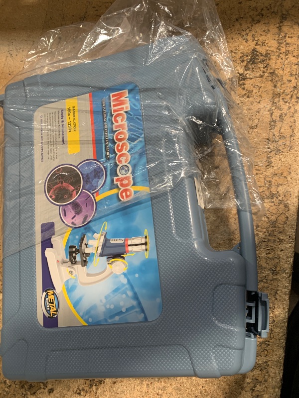 Photo 1 of 58-Piece Kids Microscope Kit - 100X-1200X Magnification, Metal Body, LED Light, Carrying Box - Science Experiment Toy for Kids Ages 5-12